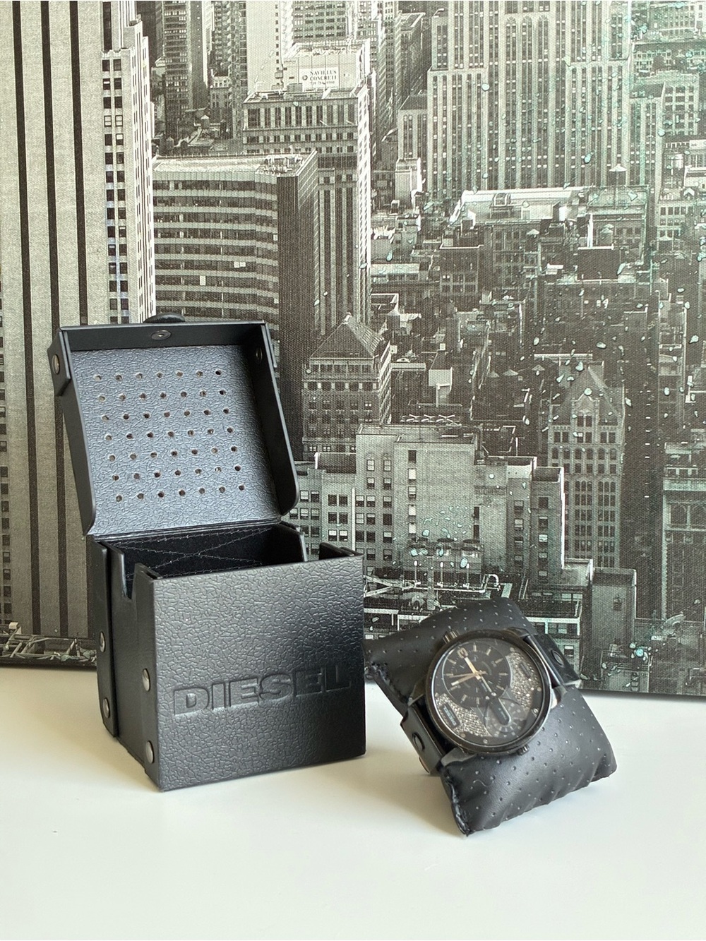 Diesel Black Unisex Chronograph Watch with Matching Box